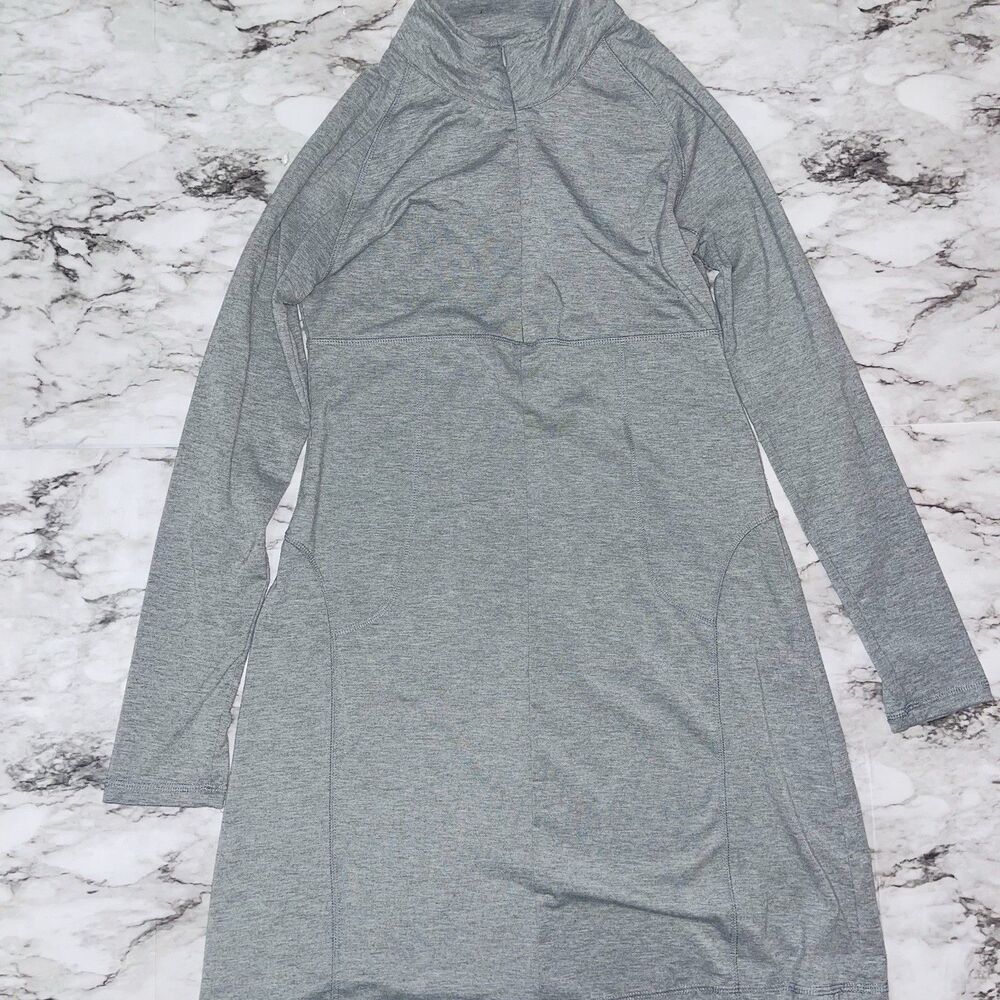 Soybu Long Sleeve Dress Sporty 1/4 Zip Mock Neck Grey Women M Cozy Athletic